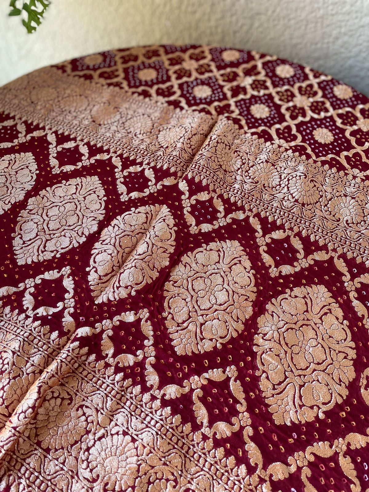 Mohana - Maroon Bandhani Banarasi  Dupatta