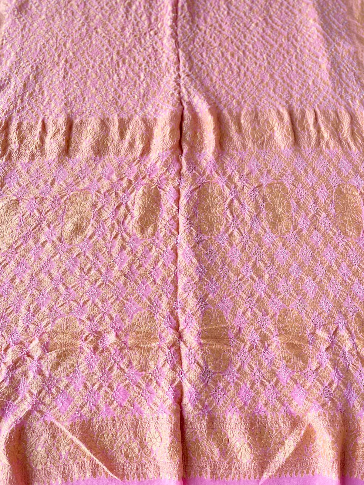 Jia - Peach Bandhani Banarasi Saree