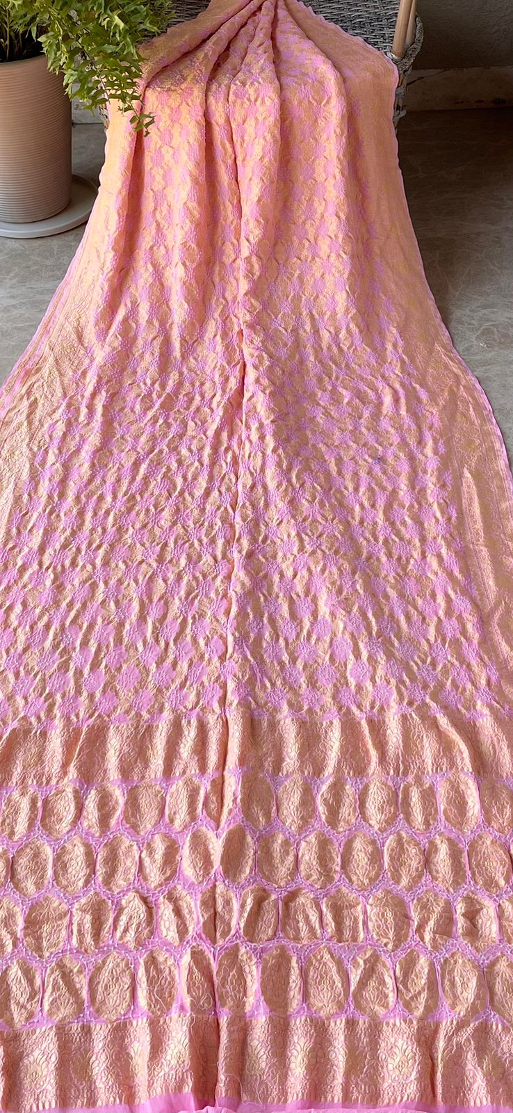 Saisha - Peach Bandhani Banarasi Saree