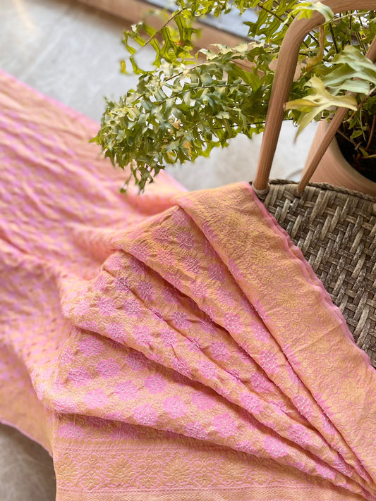 Saisha - Peach Bandhani Banarasi Saree