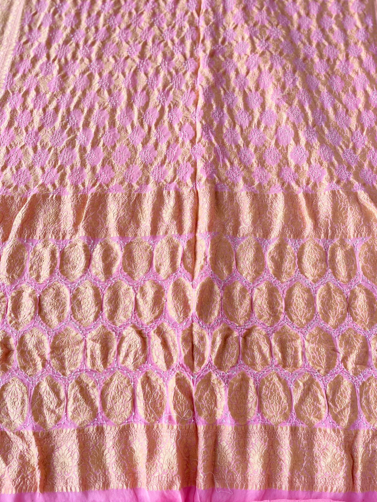 Saisha - Peach Bandhani Banarasi Saree
