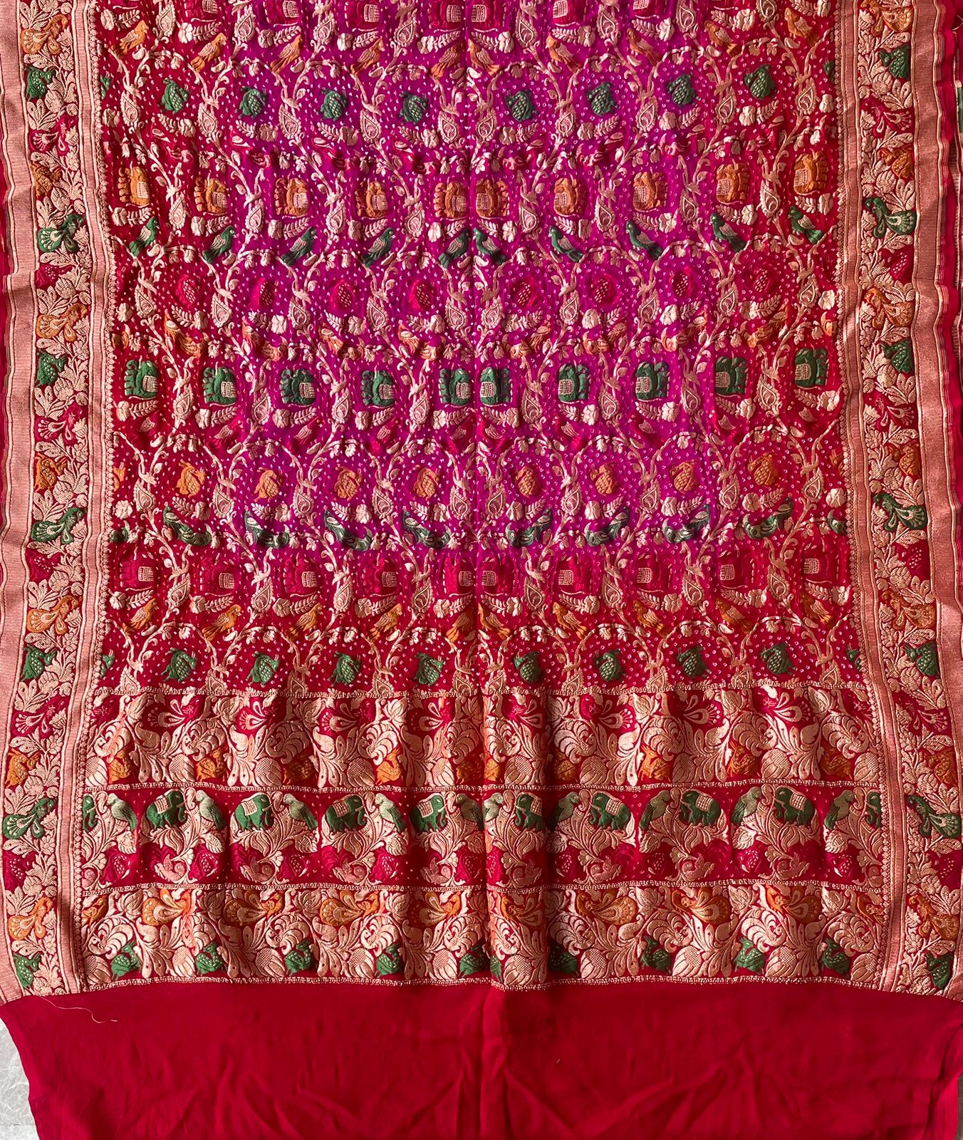 Anvika - Red & Pink Meenakari Tilfi Dupatta