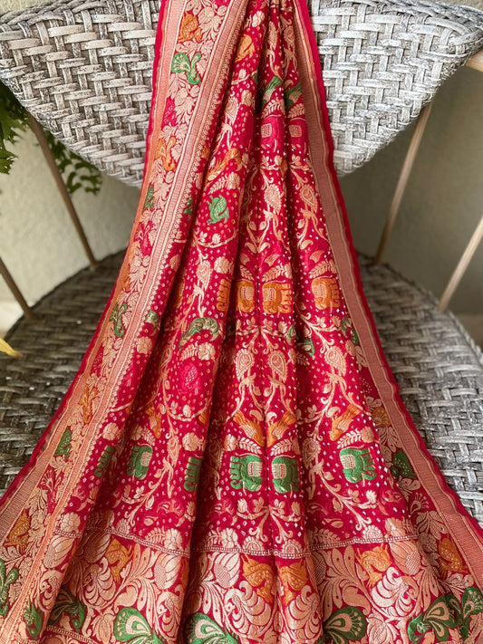 Astha - Red Meenakari Tilfi Dupatta