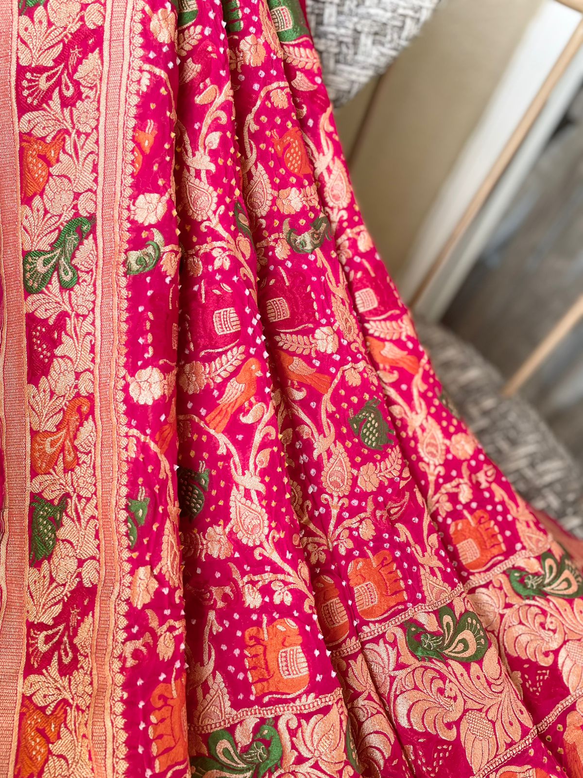 Itisha - Rani Pink Meenakari Tilfi Dupatta