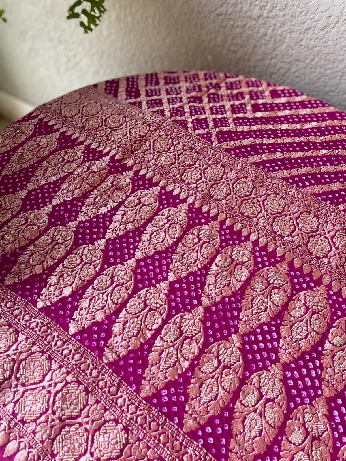 Joyita - Magenta & Pink Bandhani Banarasi Dupatta
