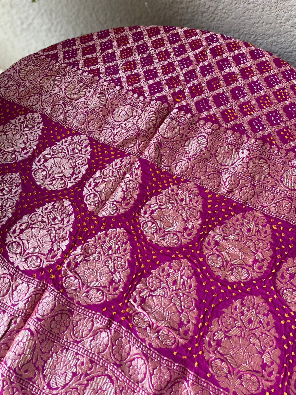 Lehja - Magenta Bandhani Banarasi Dupatta