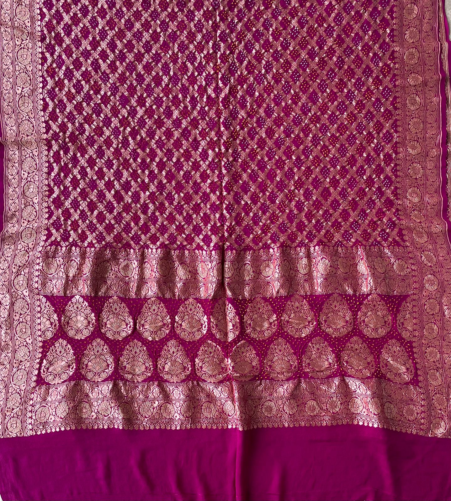 Lehja - Magenta Bandhani Banarasi Dupatta