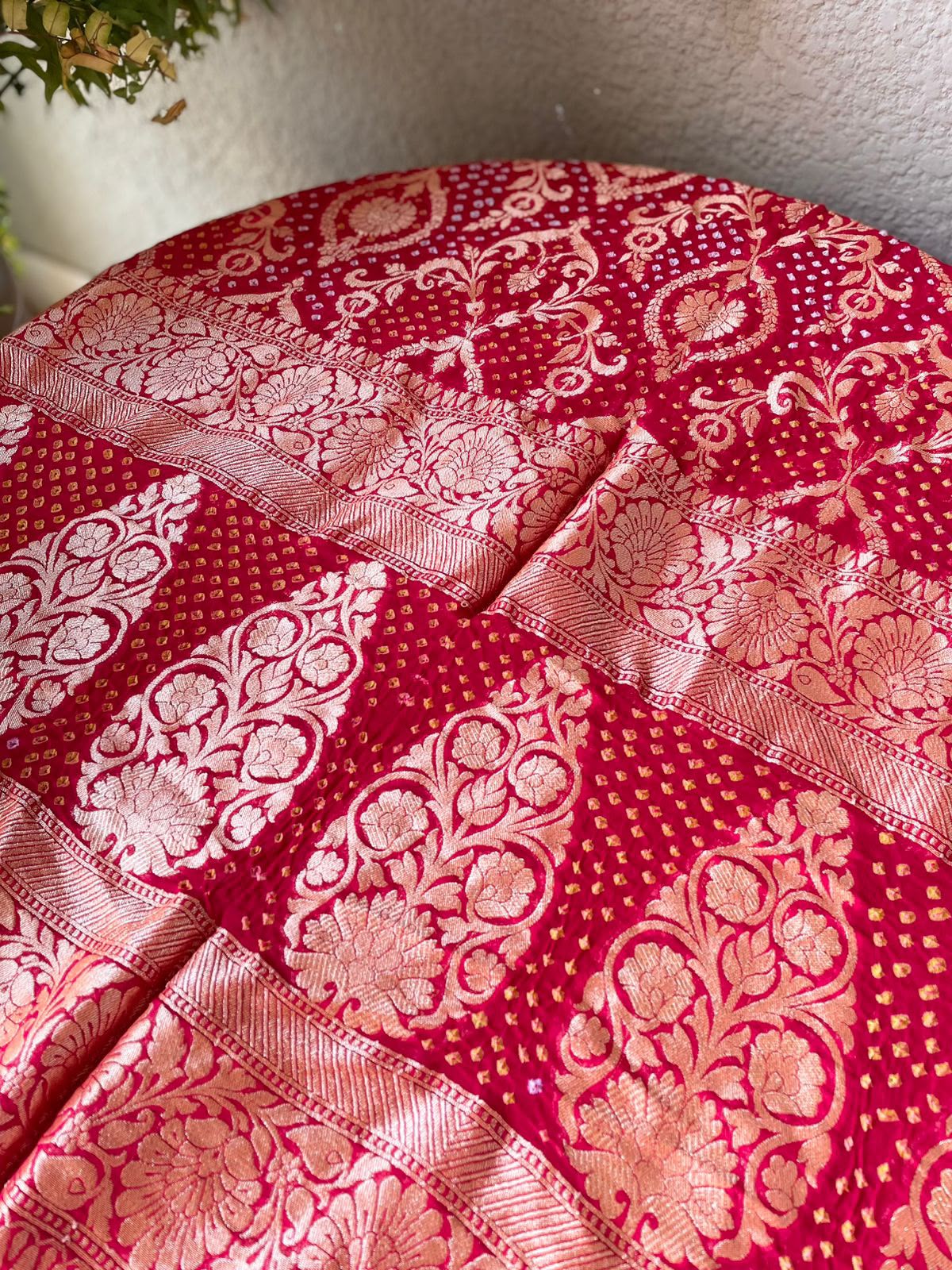 Swatika - Red Bandhani Banarasi Dupatta