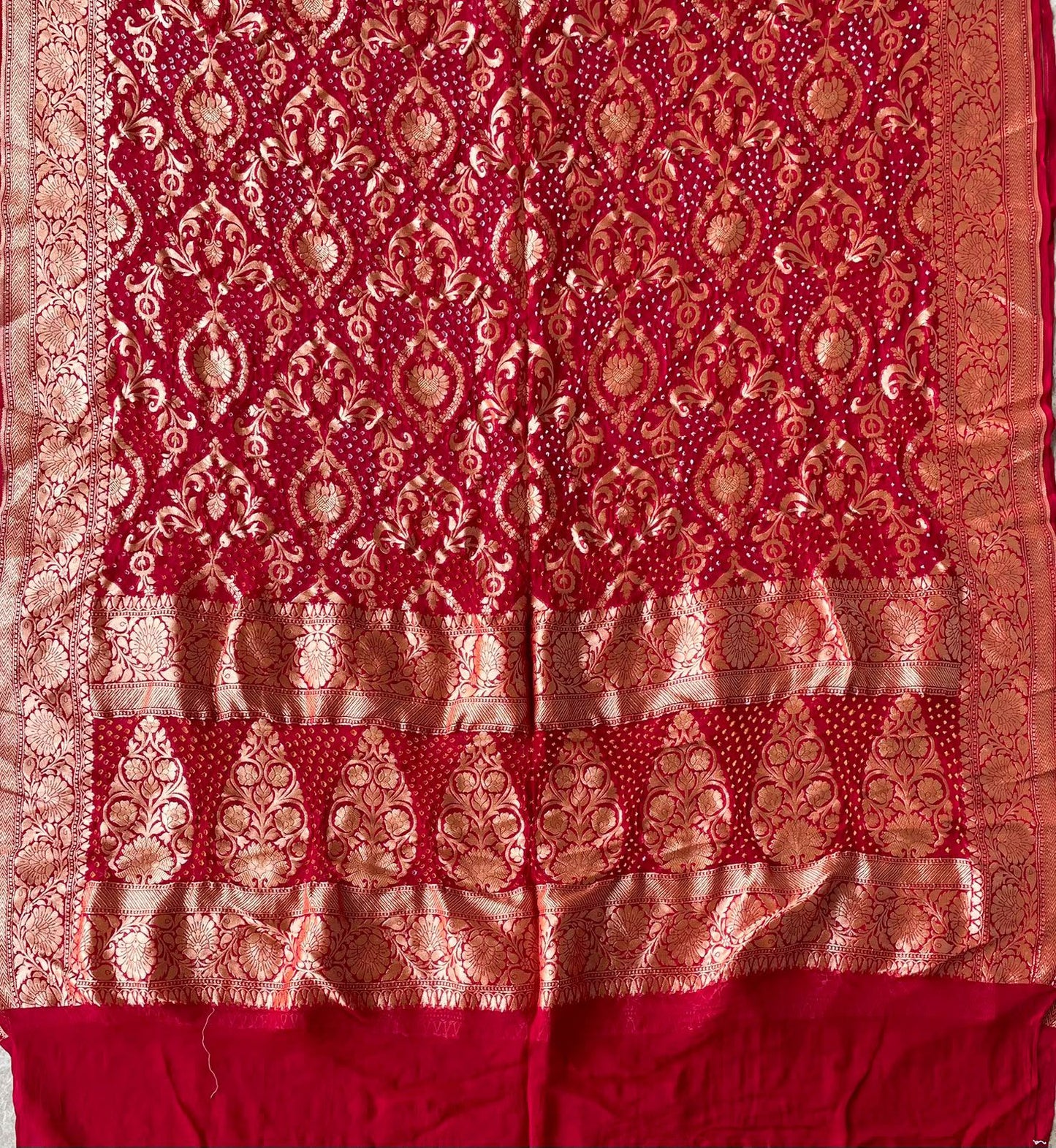 Swatika - Red Bandhani Banarasi Dupatta
