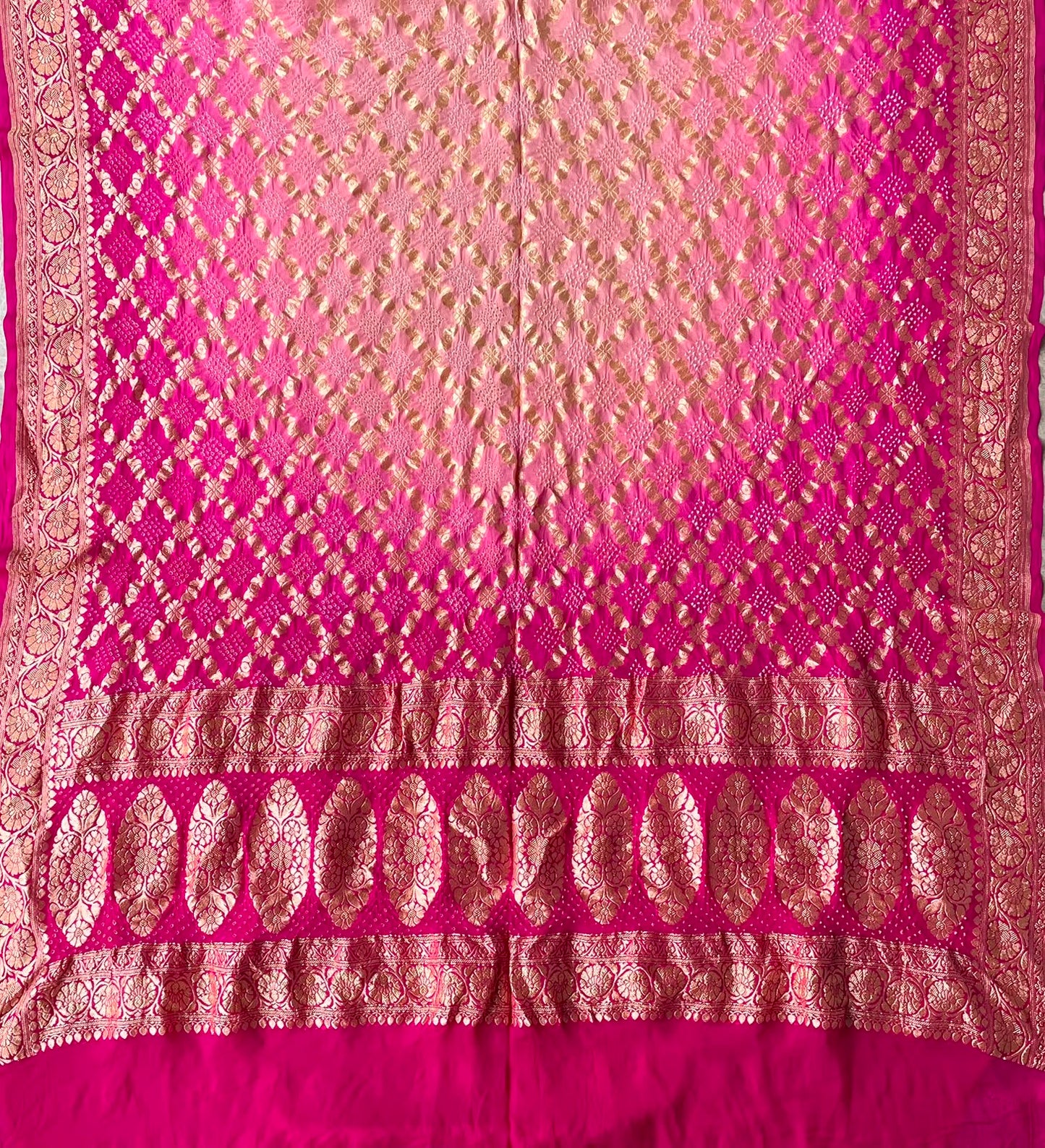 Divisha - Pink & Peach Bandhani Banarasi Dupatta