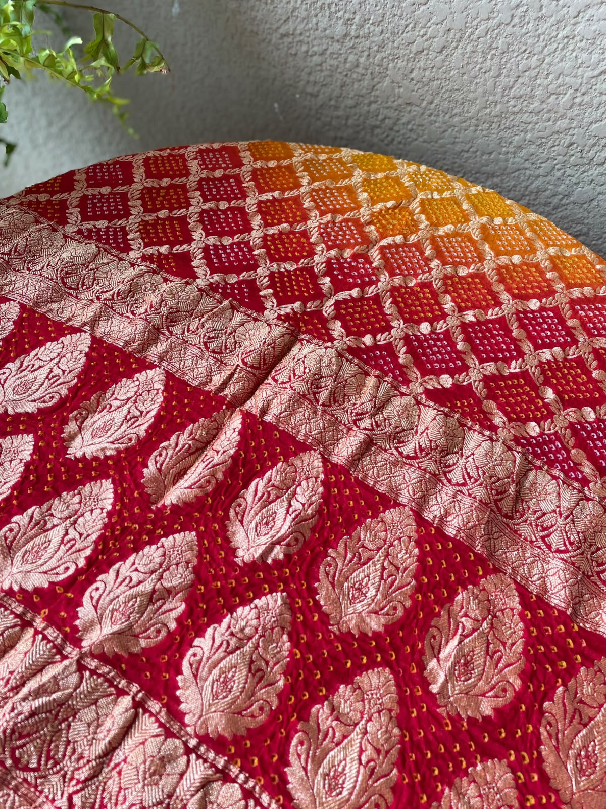 Nidhi - Red & Yellow Bandhani Banarasi Dupatta