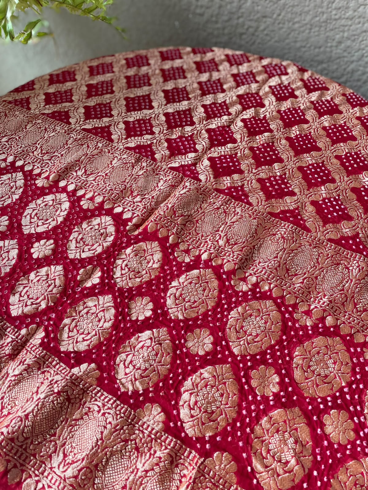 Mahita - Red Bandhani Banarasi Dupatta