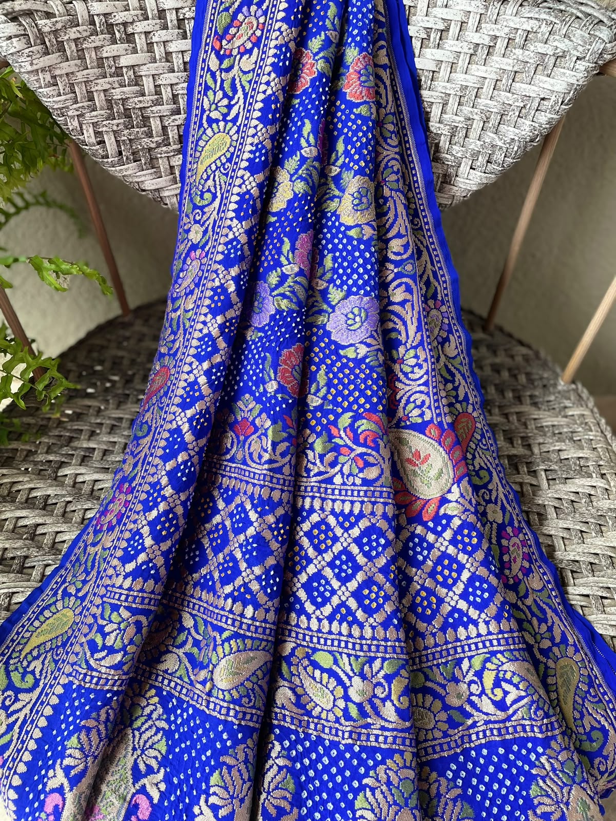 Vidisha - Blue Tilfi Meenakari Bandhani Dupatta