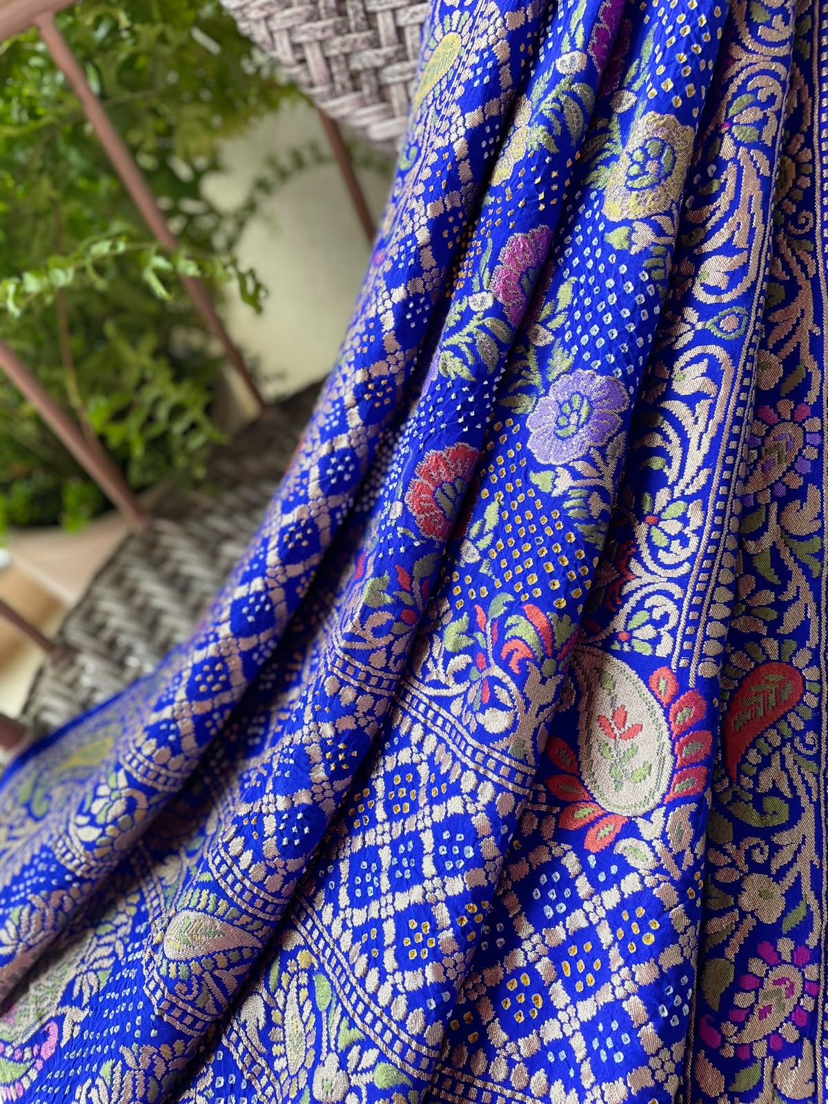 Vidisha - Blue Tilfi Meenakari Bandhani Dupatta