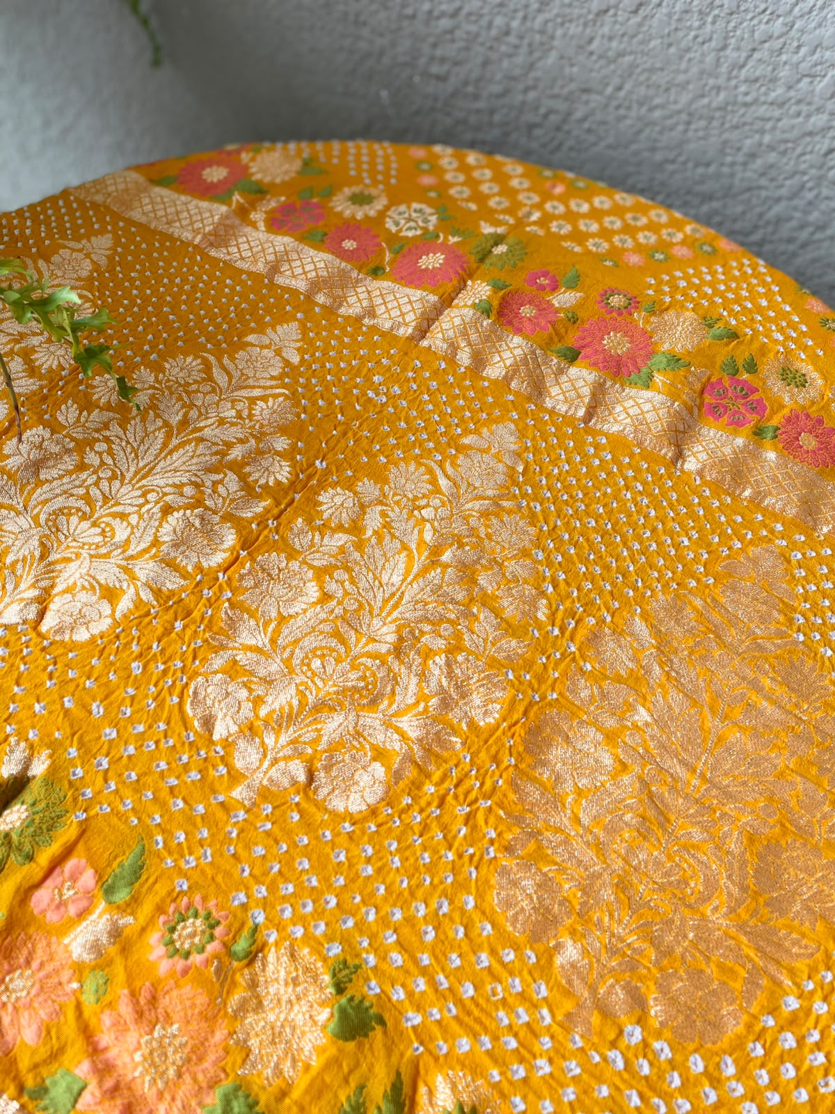 Vidushi - Yellow Tilfi Meenakari Bandhani Dupatta