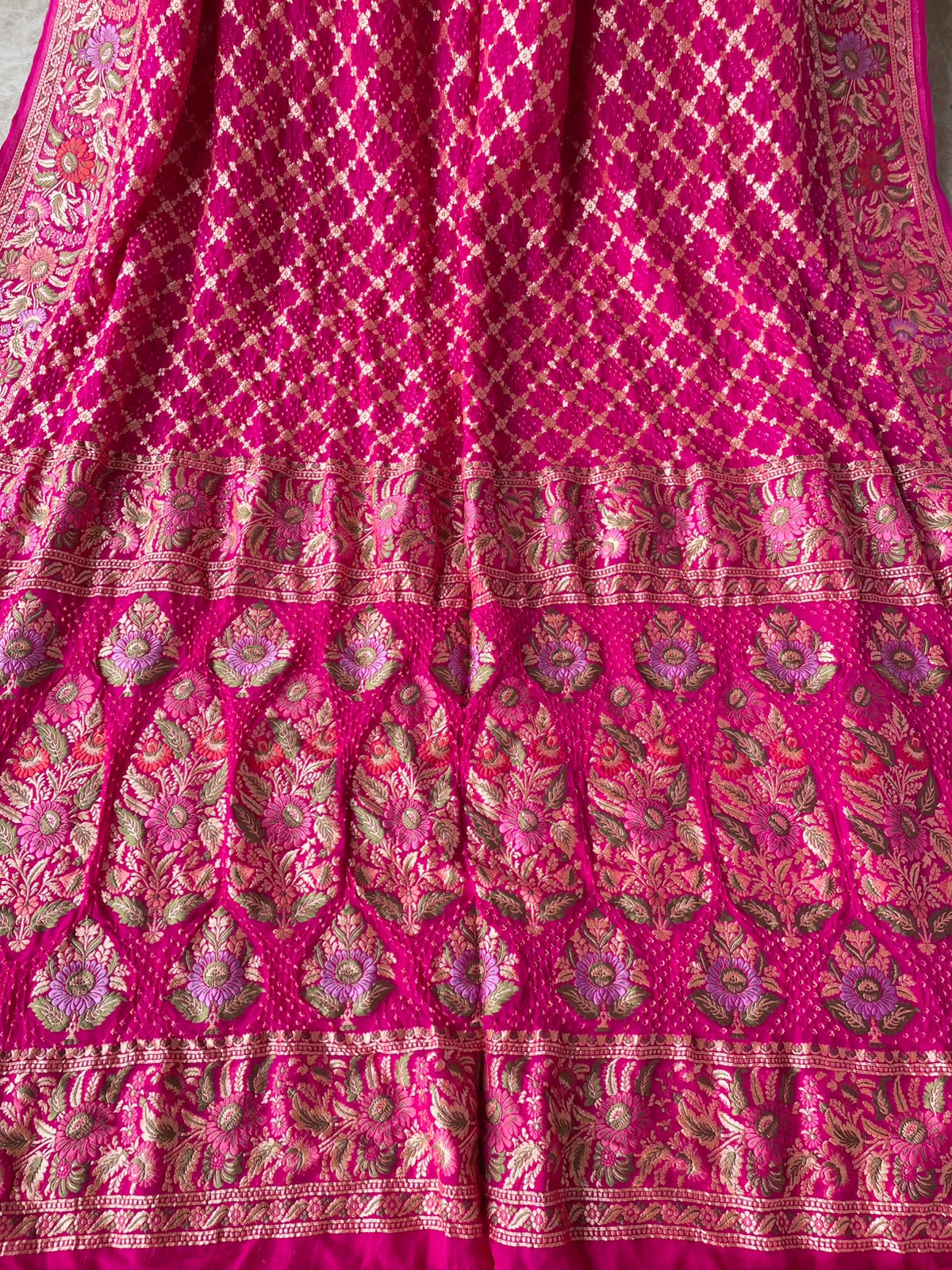 Malavika - Pink Tilfi Meenakari Bandhani Saree