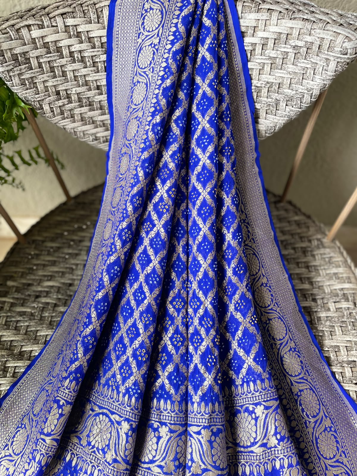 Bhakti - Blue Bandhani Banarasi Dupatta