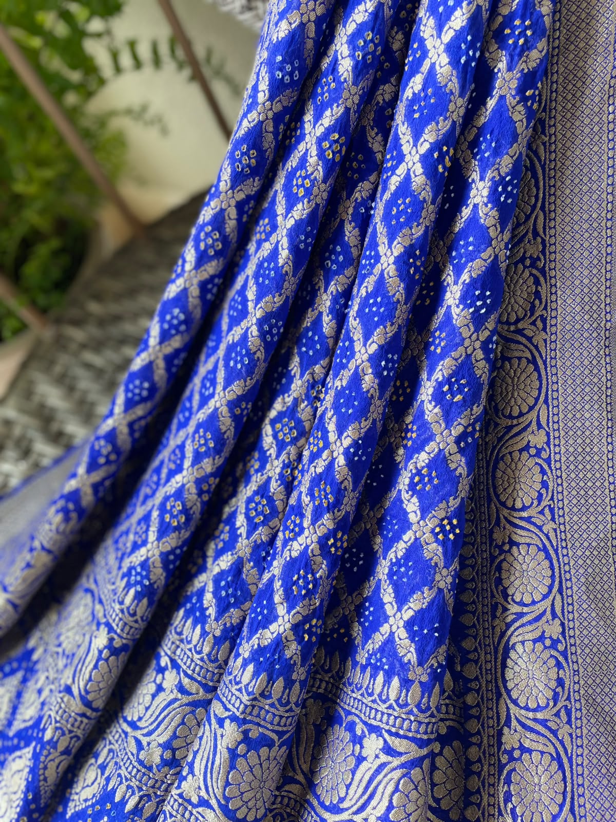 Bhakti - Blue Bandhani Banarasi Dupatta