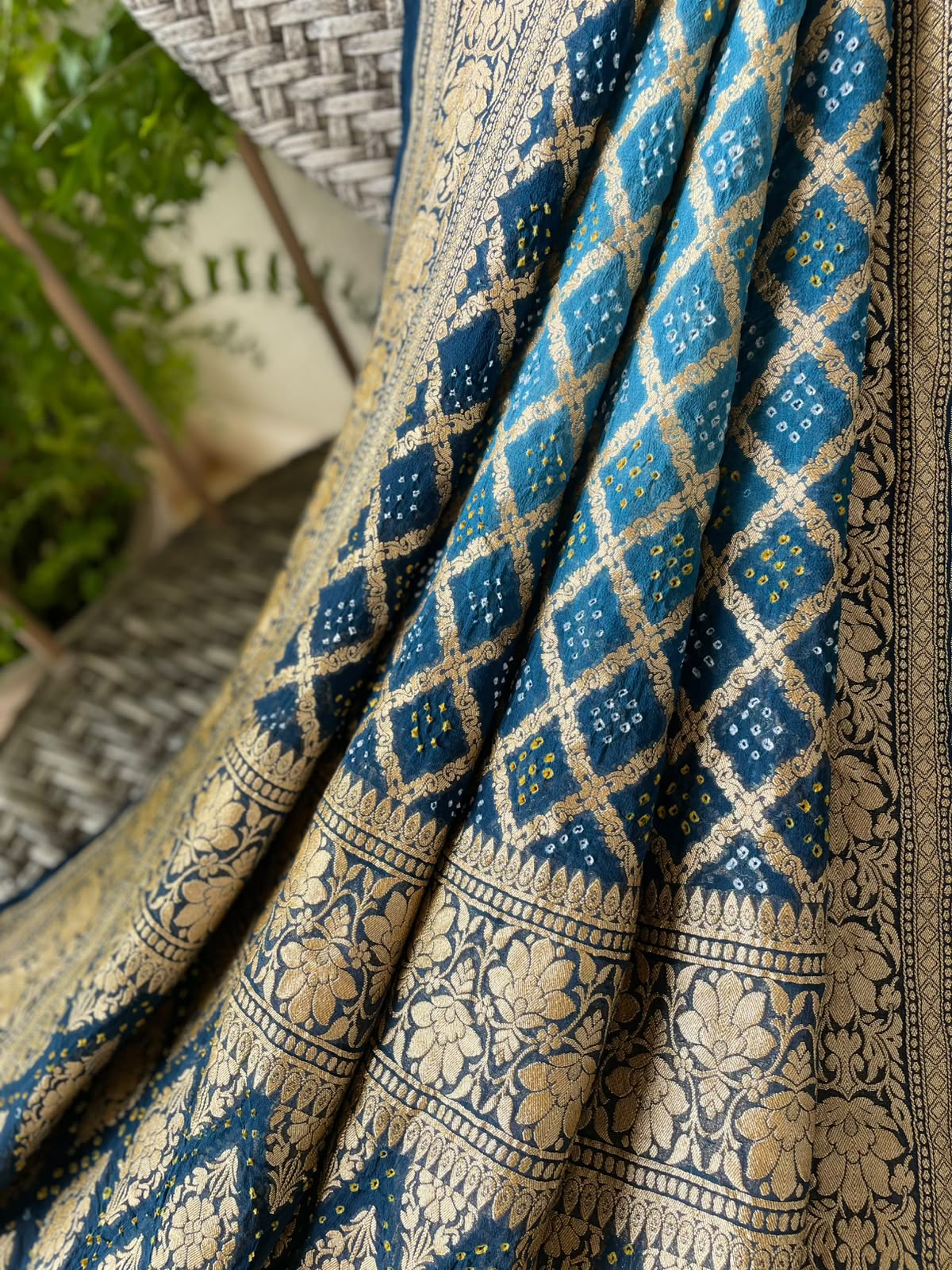 Rangrez - Blue Shaded Bandhani Banarasi Dupatta