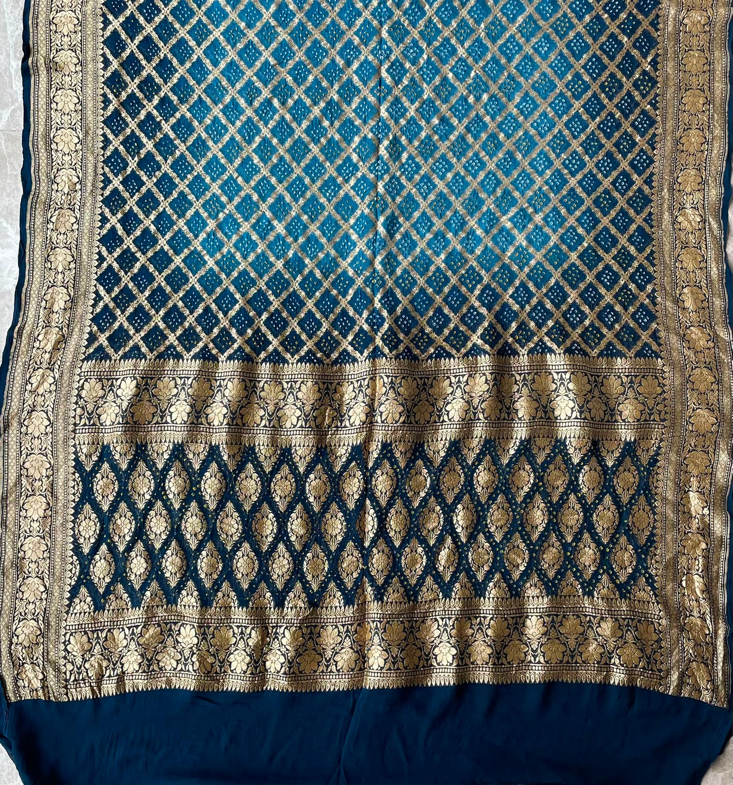 Rangrez - Blue Shaded Bandhani Banarasi Dupatta