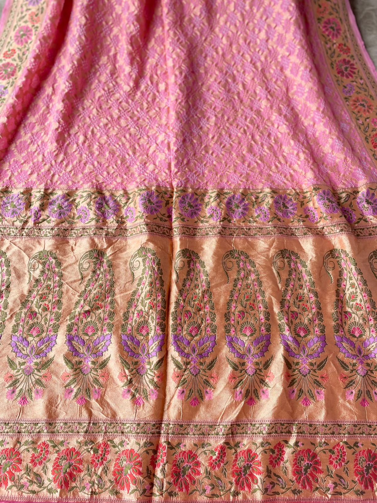 Gargi - Peach Tilfi Meenakari Bandhani Saree