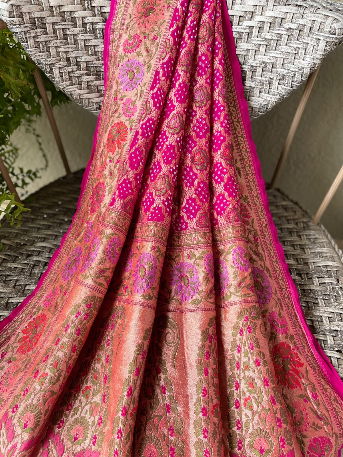 Shashi - Fushcia Pink Meenakari Tilfi Dupatta