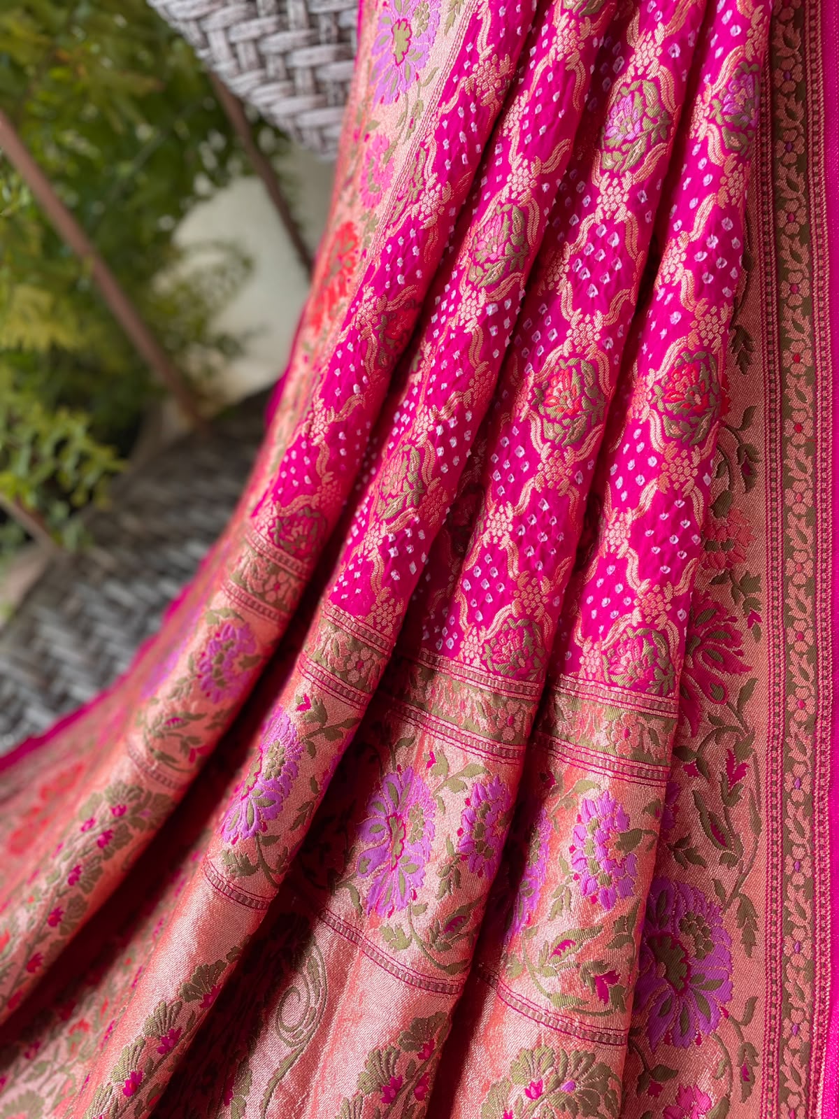 Shashi - Fushcia Pink Meenakari Tilfi Dupatta