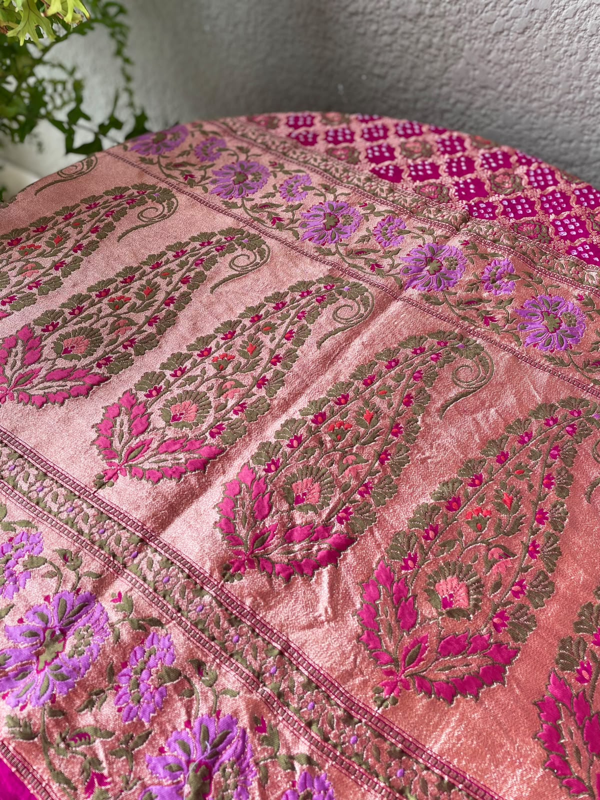 Shashi - Fushcia Pink Meenakari Tilfi Dupatta