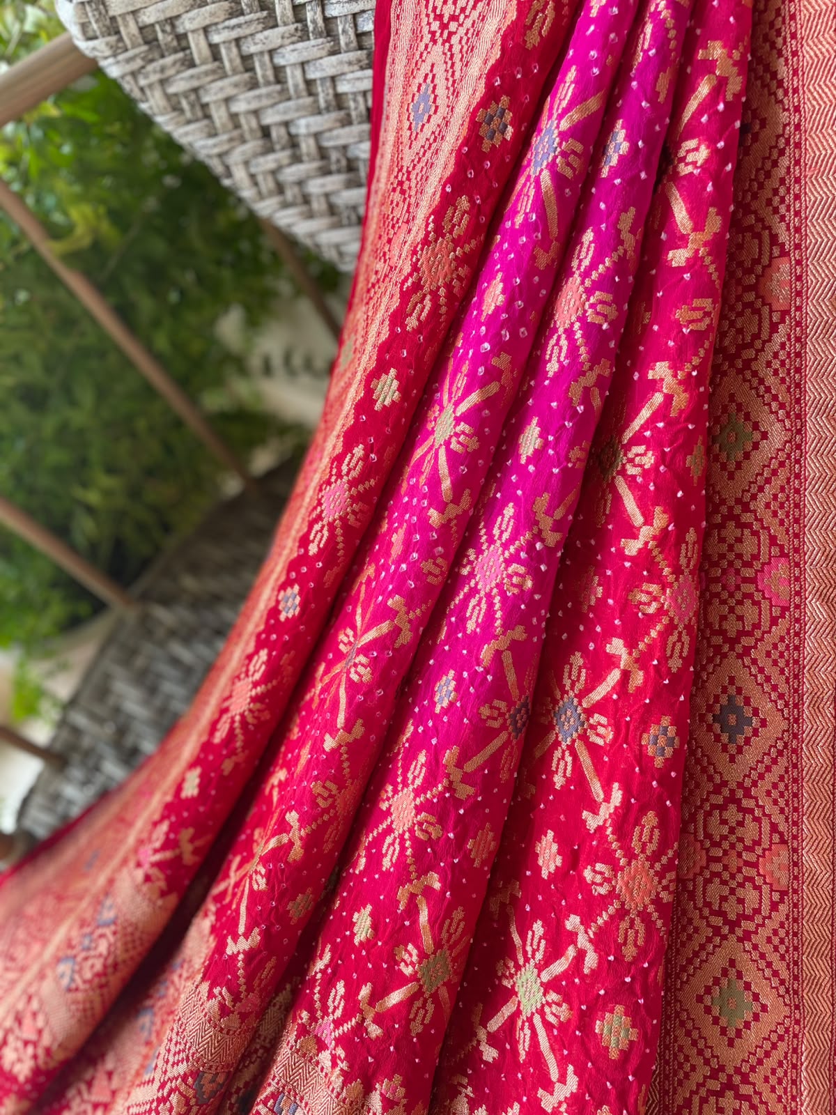 Padmini - Red & Pink Meenakari Bandhani Dupatta