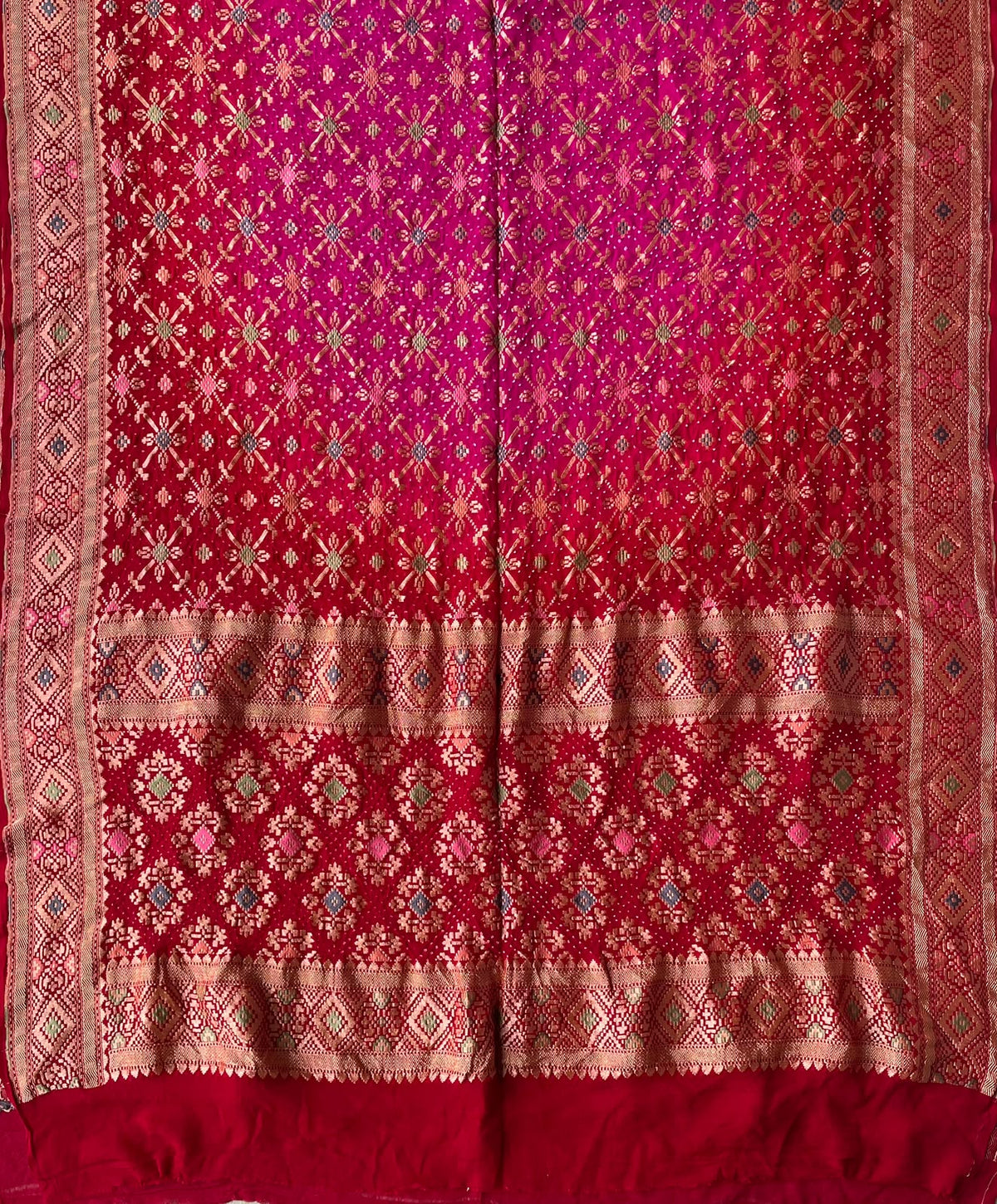 Padmini - Red & Pink Meenakari Bandhani Dupatta