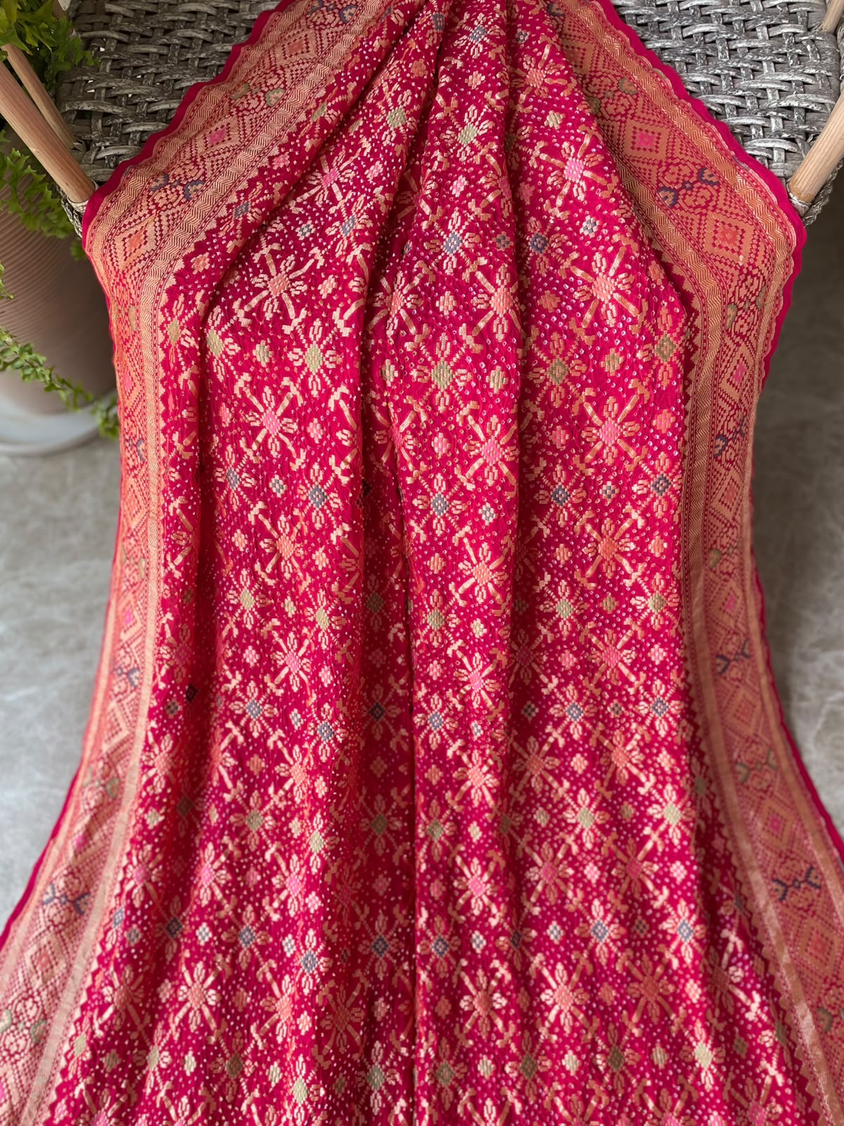 Keesha - Rani Pink Meenakari Bandhani Saree