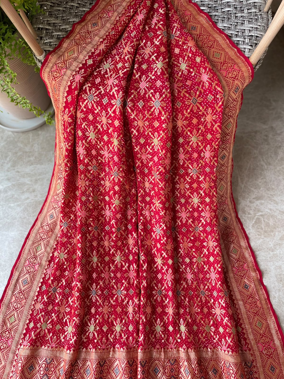 Riya - Red Meenakari Bandhani Saree