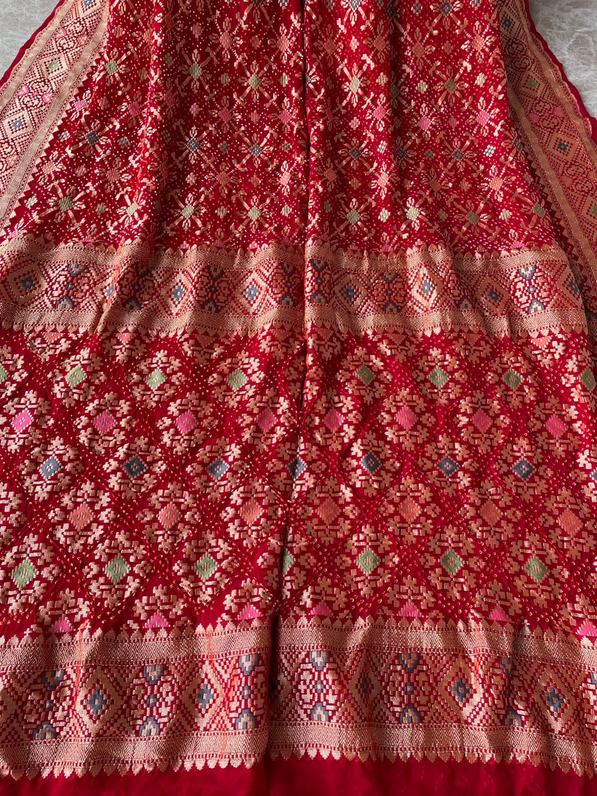 Riya - Red Meenakari Bandhani Saree