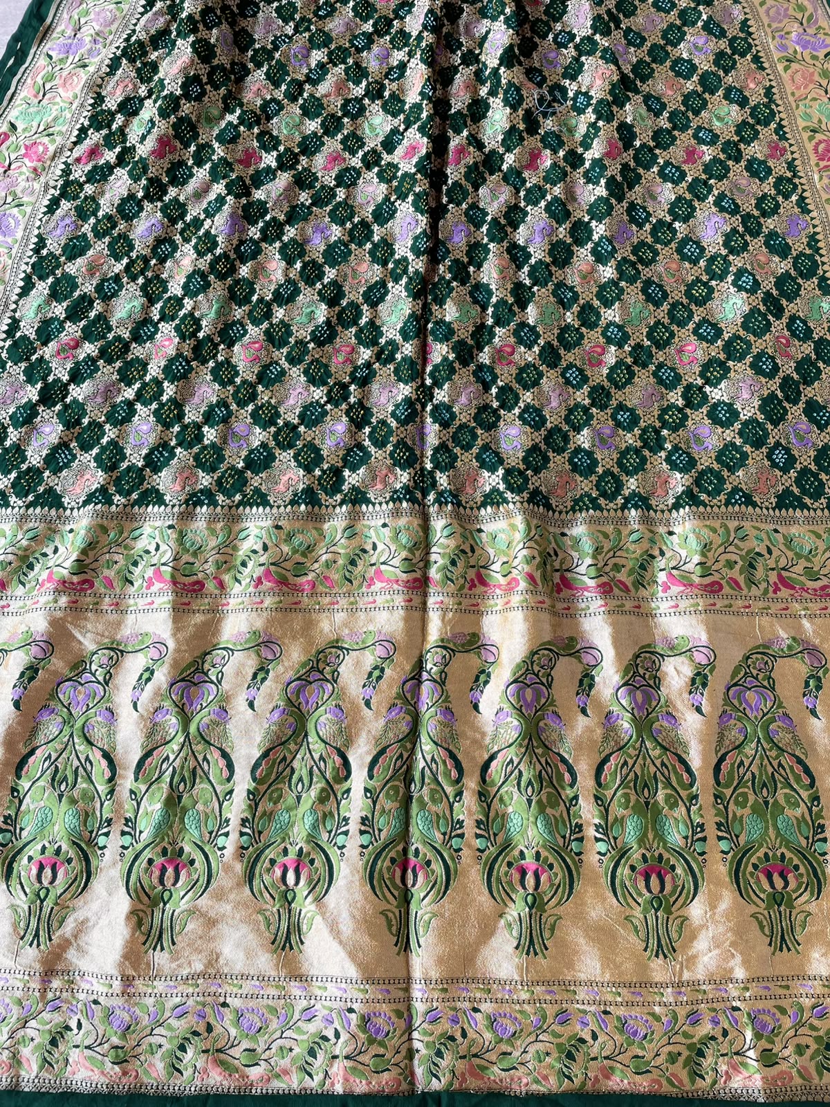 Nirja - Green Tilfi Meenakari Bandhani Saree