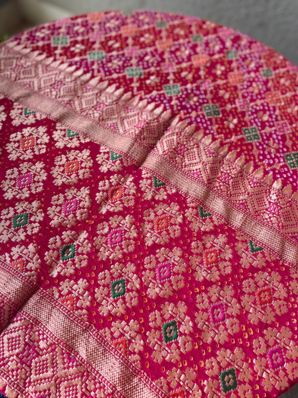 Keya - Rani Pink Meenakari Bandhani Dupatta