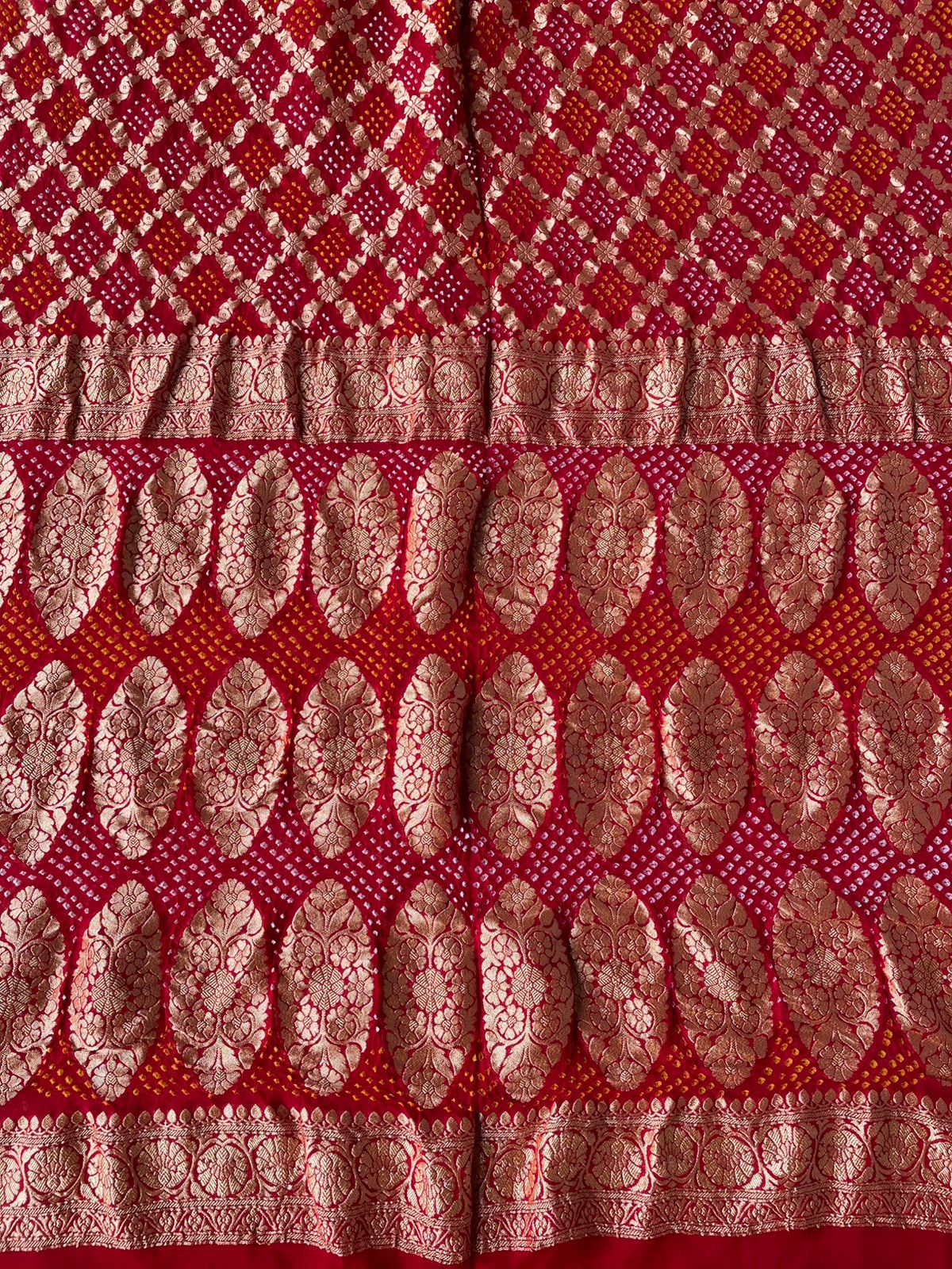 Vrinda - Red Bandhani Banarasi Saree