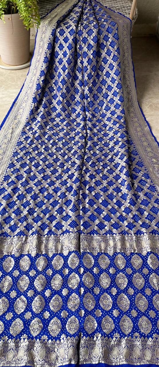 Alisha - Blue Bandhani Banarasi Saree
