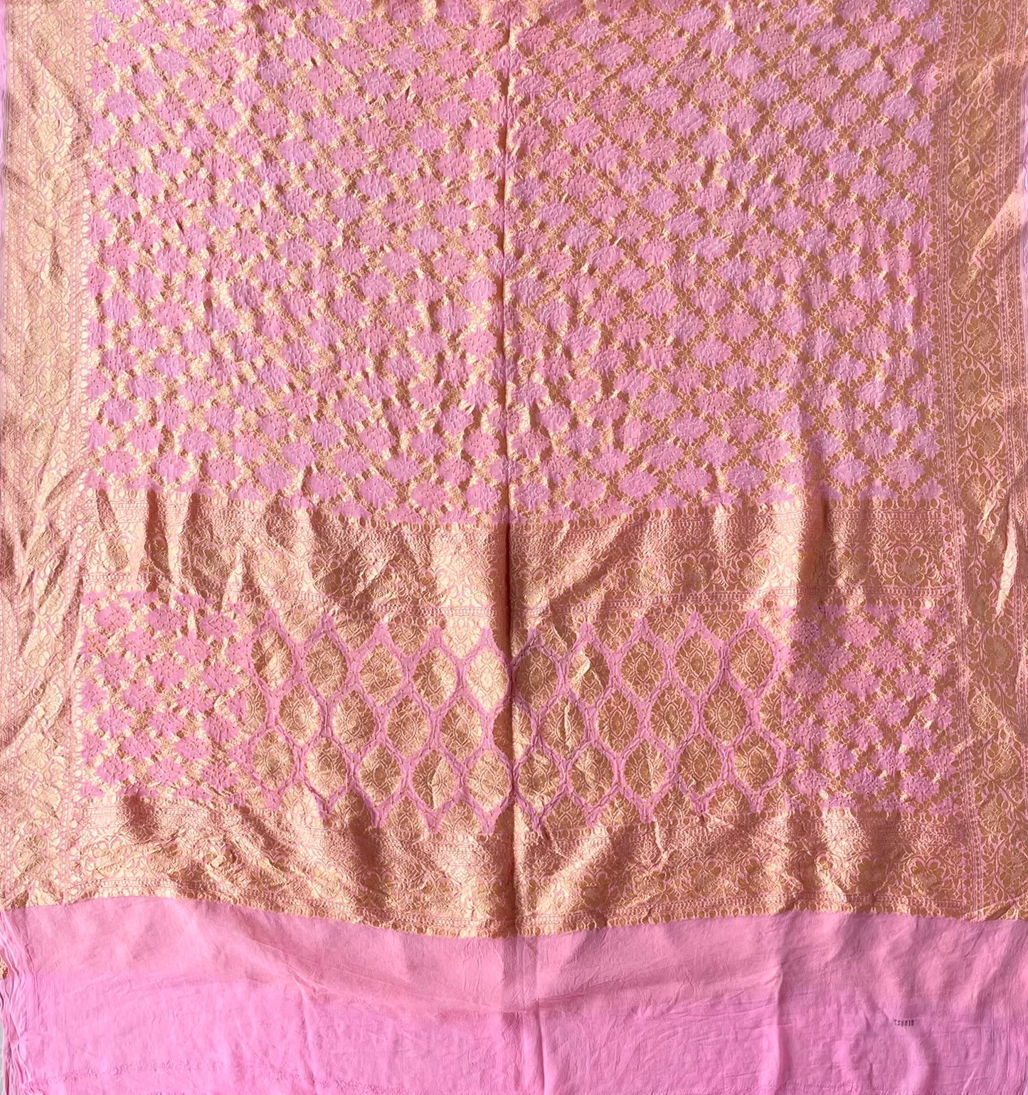 Sakhi - Peach Bandhani Banarasi Dupatta