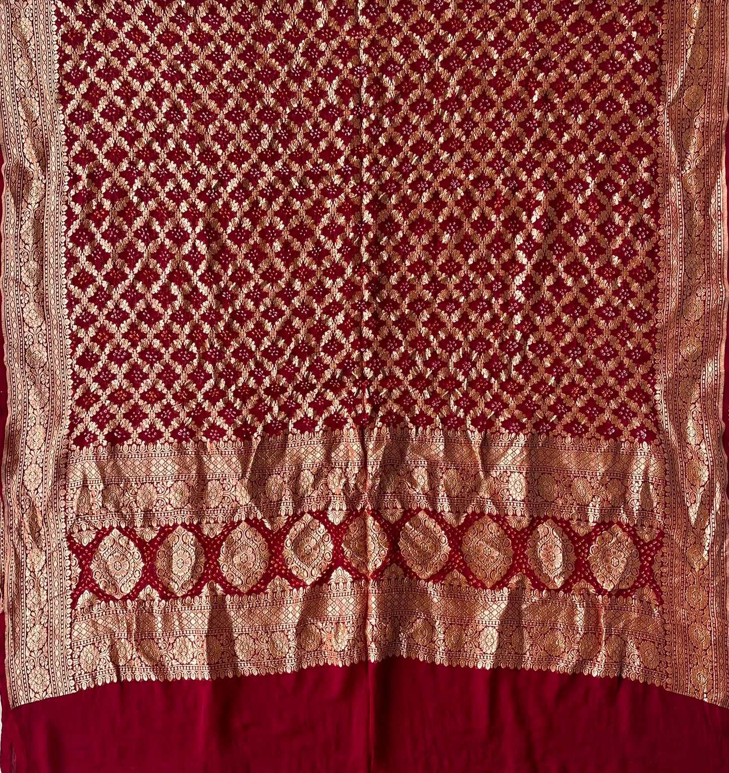 Mohana - Maroon Bandhani Banarasi Dupatta