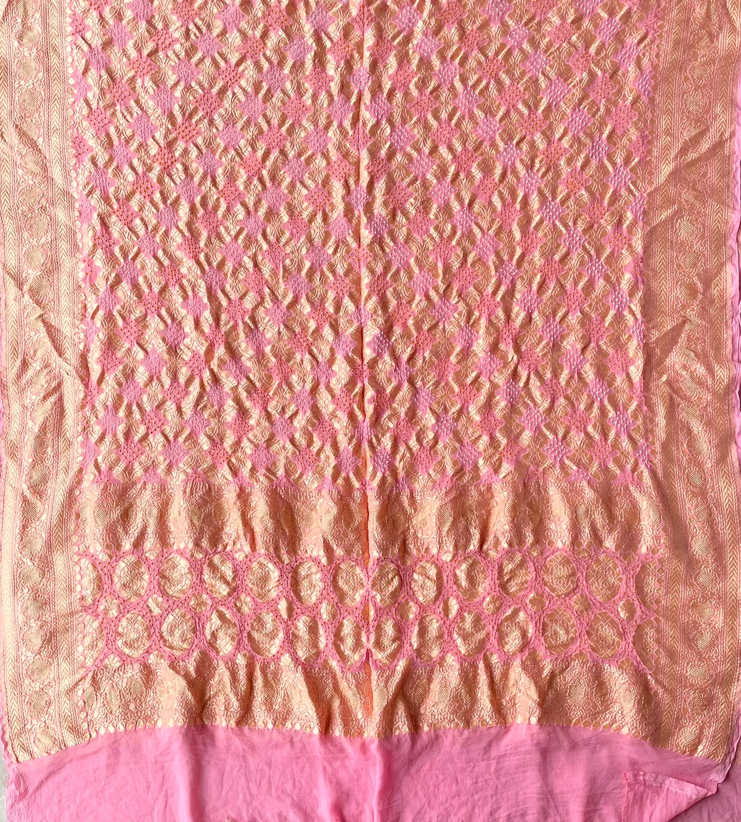Lashita - Peach Bandhani Banarasi Dupatta