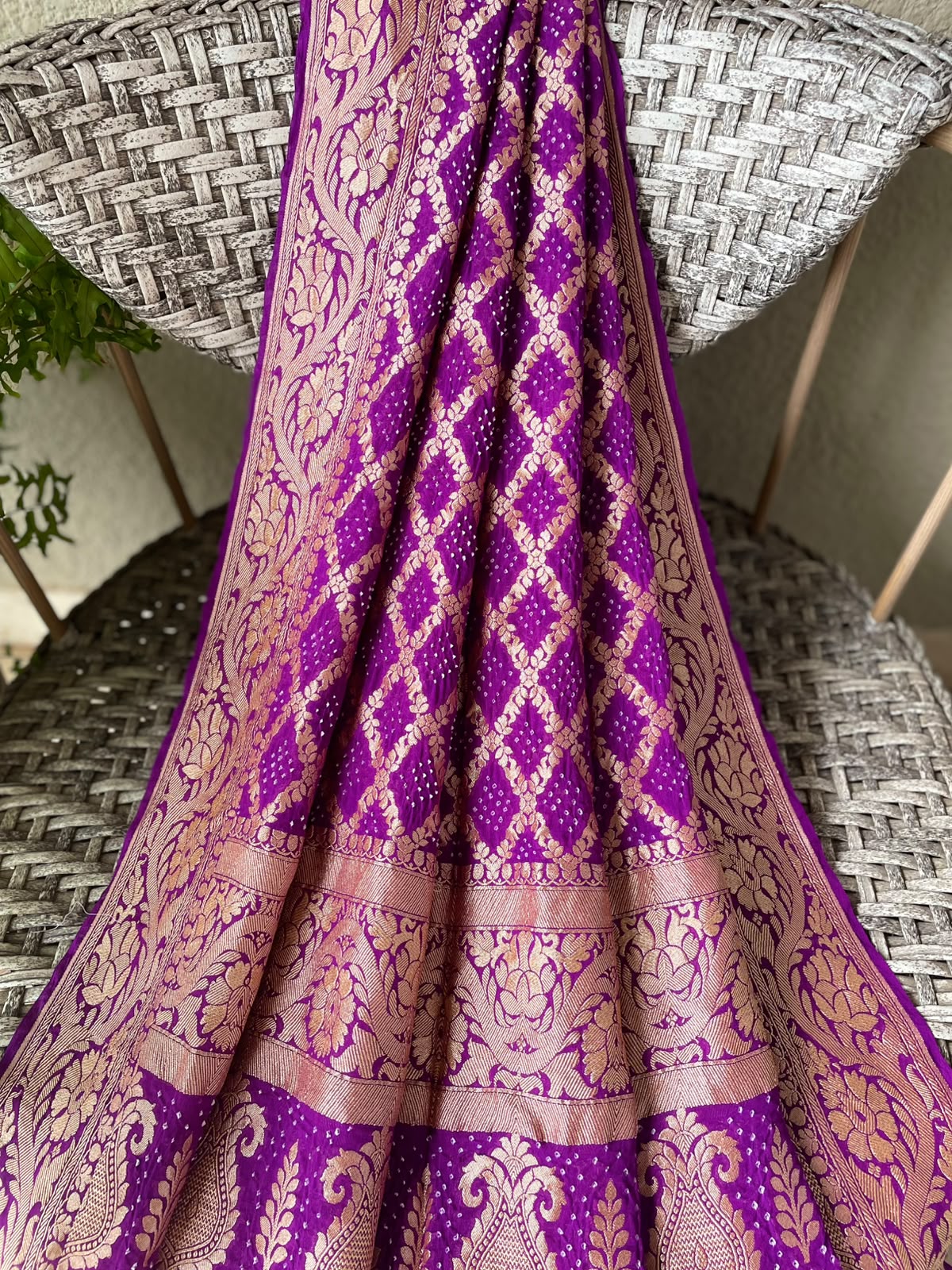 Charu - Purple Bandhani Banarasi Dupatta