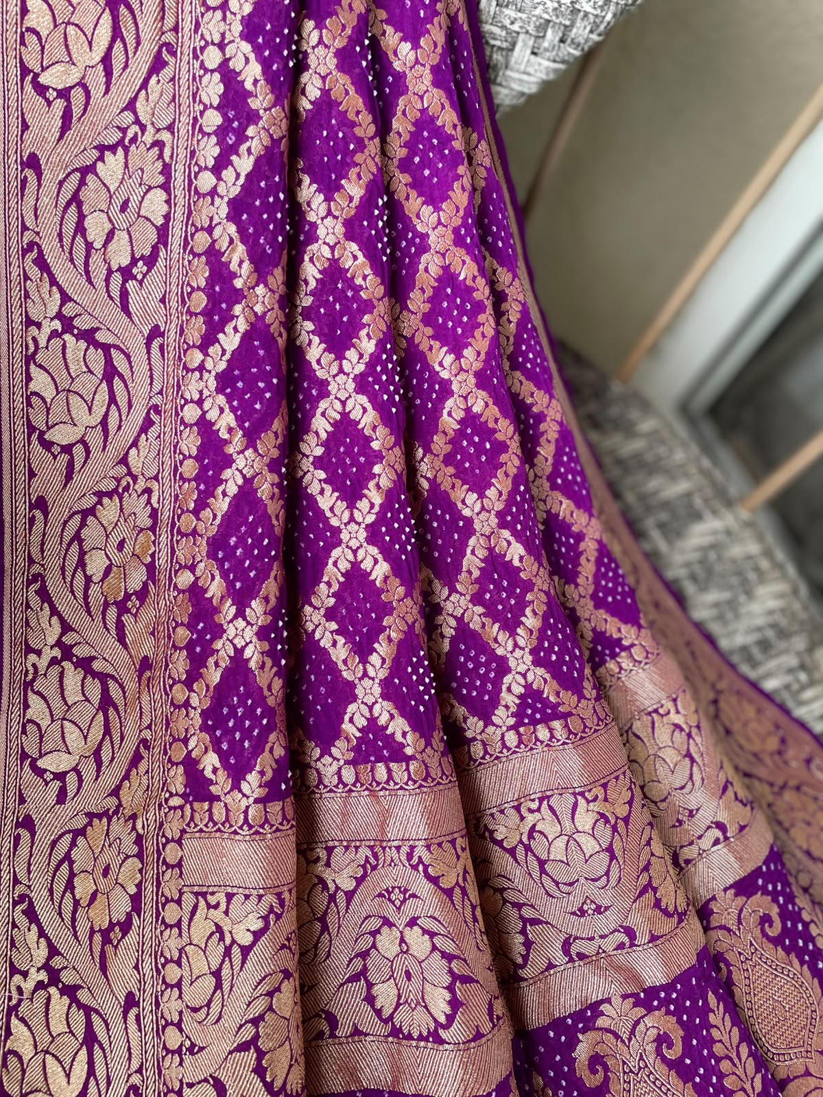 Charu - Purple Bandhani Banarasi Dupatta