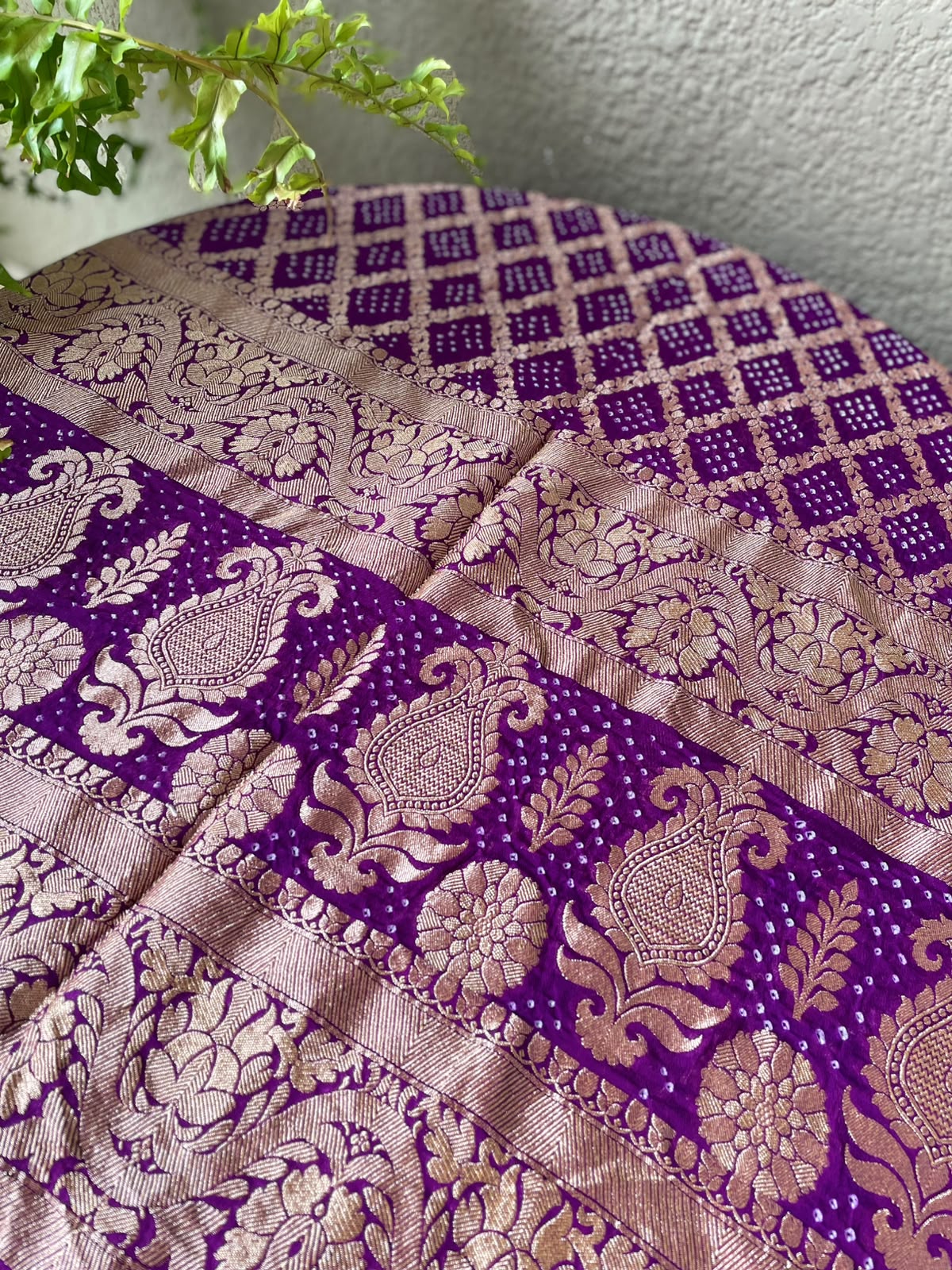 Charu - Purple Bandhani Banarasi Dupatta