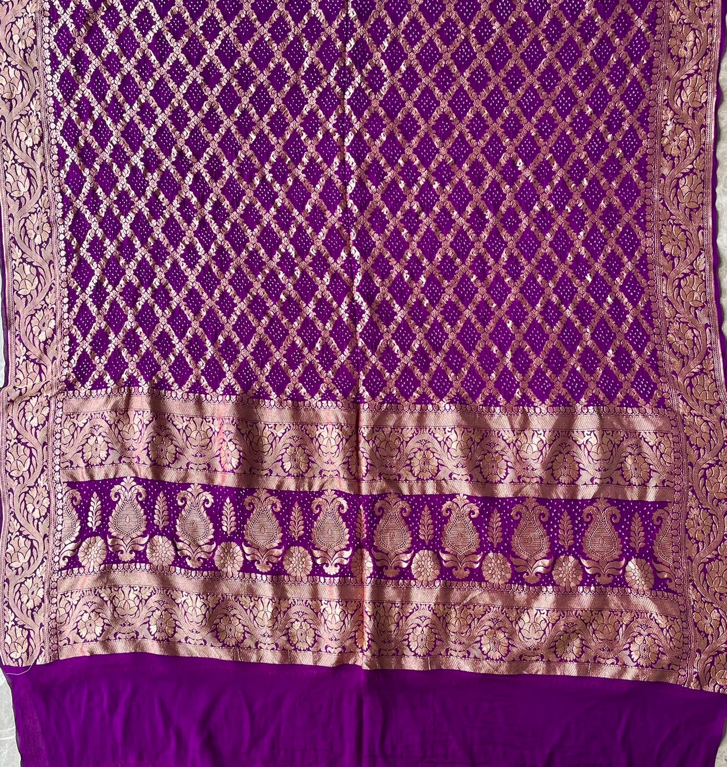 Charu - Purple Bandhani Banarasi Dupatta