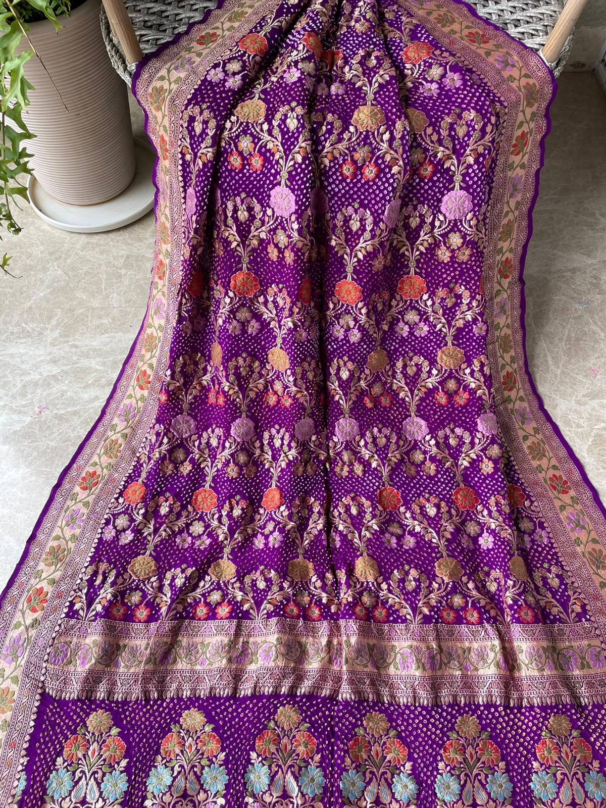 Amisha - Purple Tilfi Meenakari Bandhani Saree