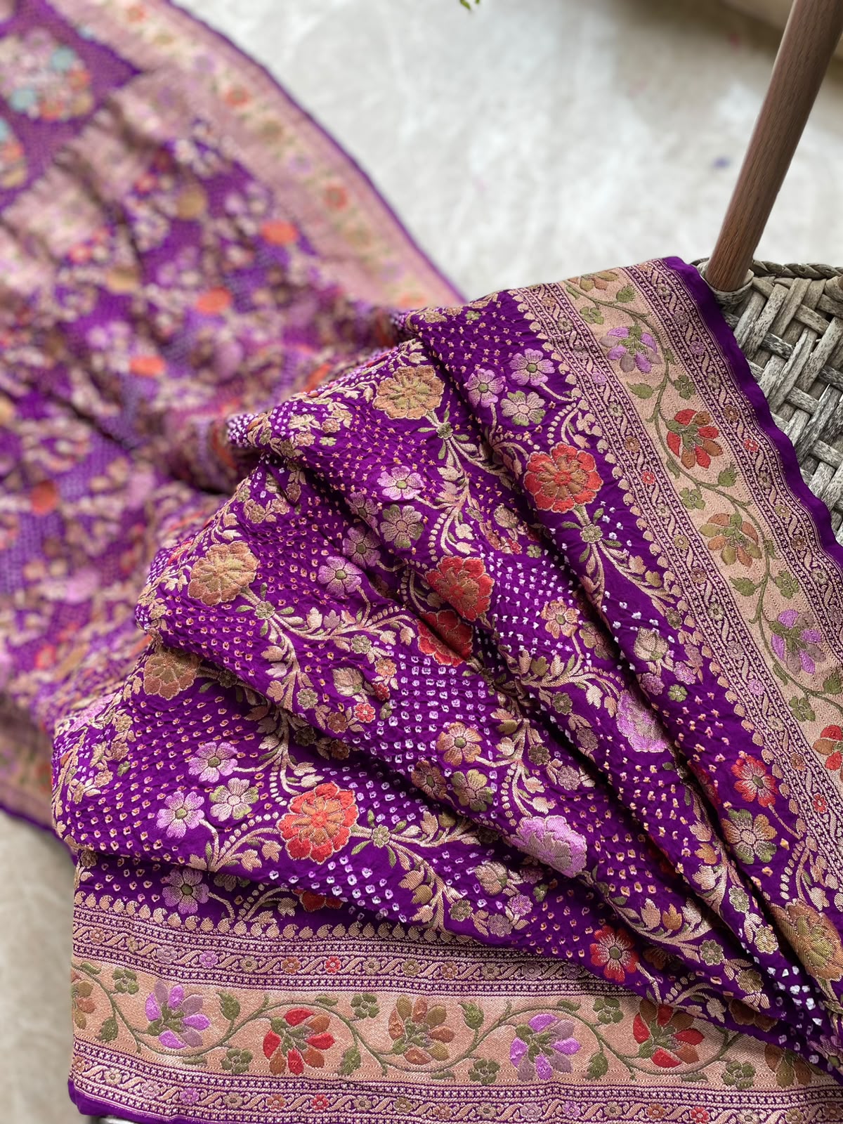 Amisha - Purple Tilfi Meenakari Bandhani Saree