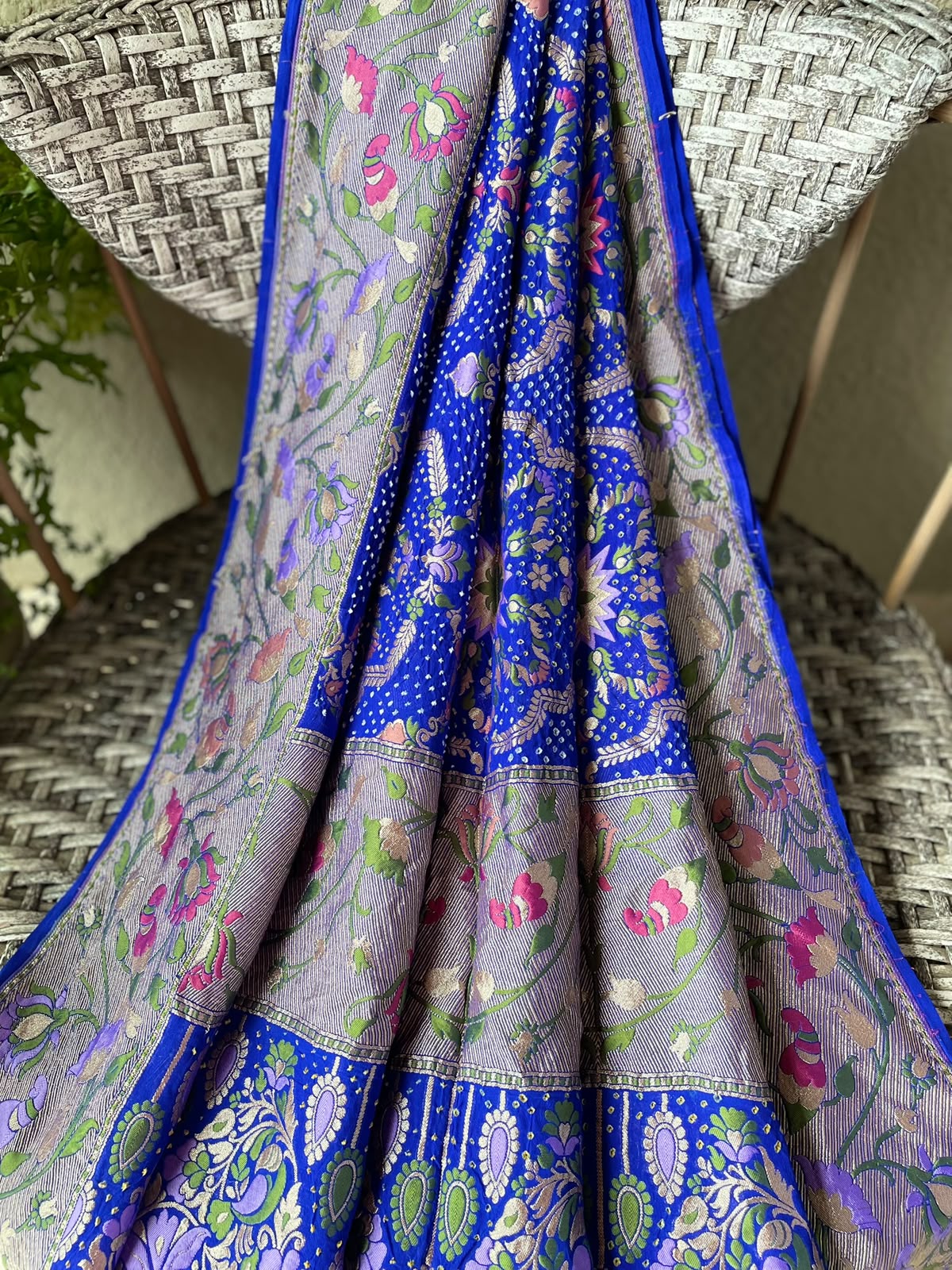 Ayanti - Blue Tilfi Meenakari Bandhani Dupatta