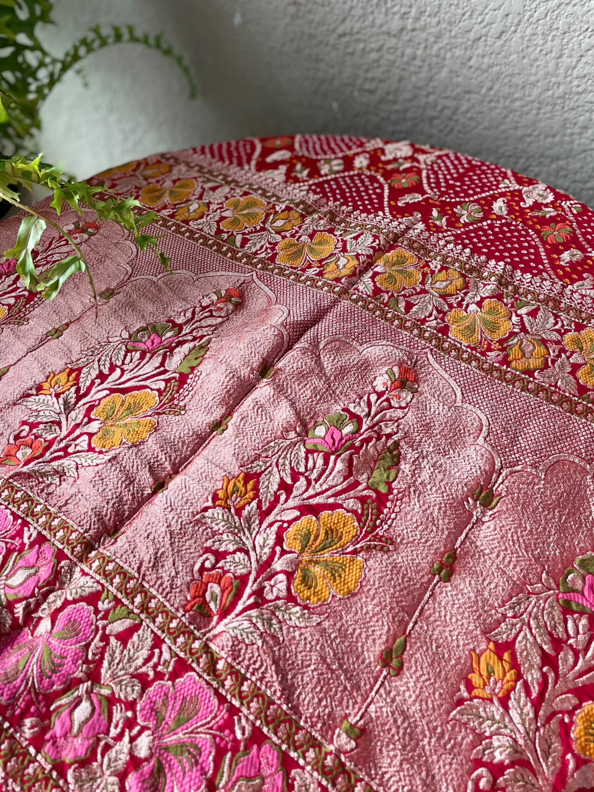 Amita - Red Tilfi Meenakari Bandhani Dupatta