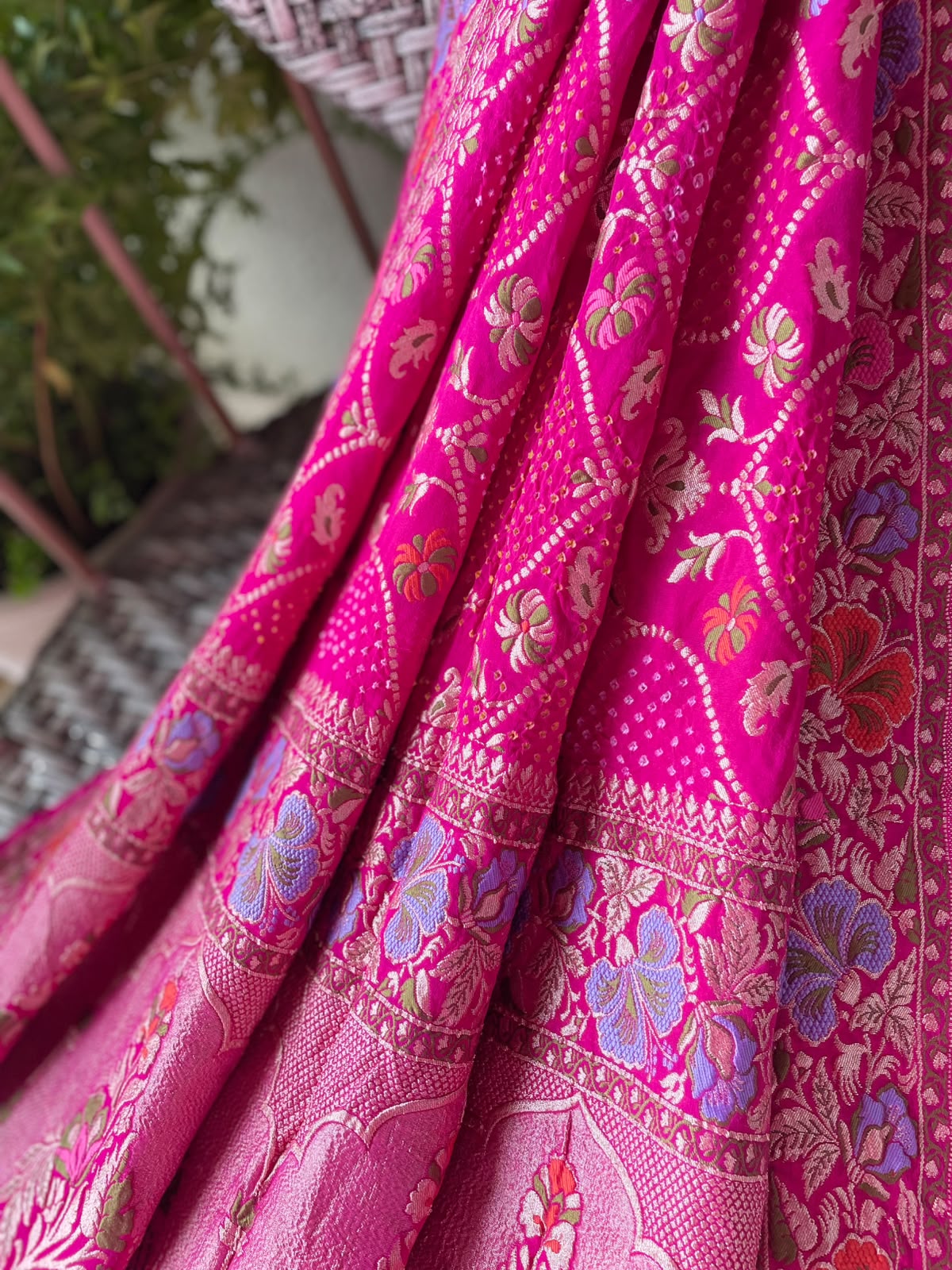 Ashita - Pink Tilfi Meenakari Bandhani Dupatta