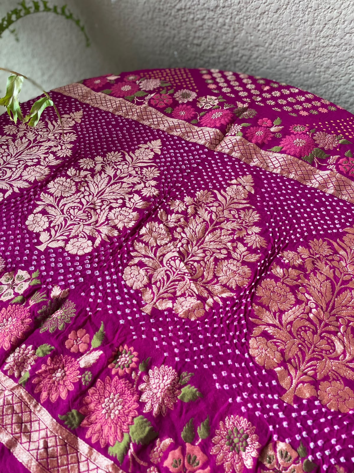 Chitra - Magenta Tilfi Meenakari Bandhani Dupatta